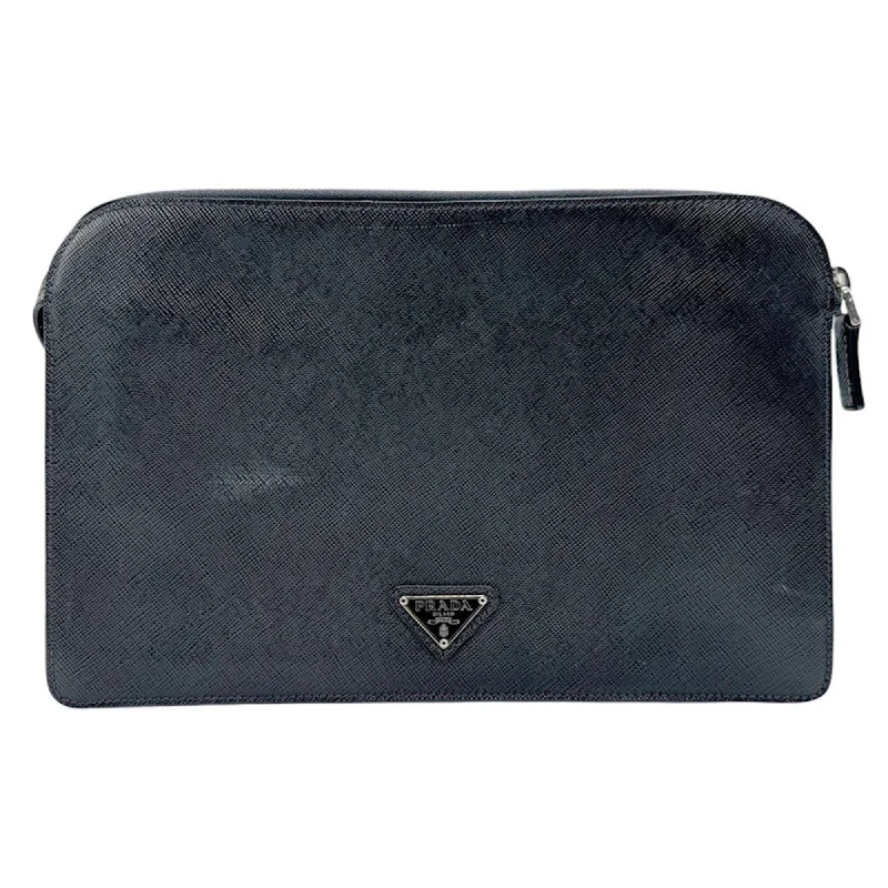 Prada  Leather Clutch Bag Handbag (Pre-Owned)