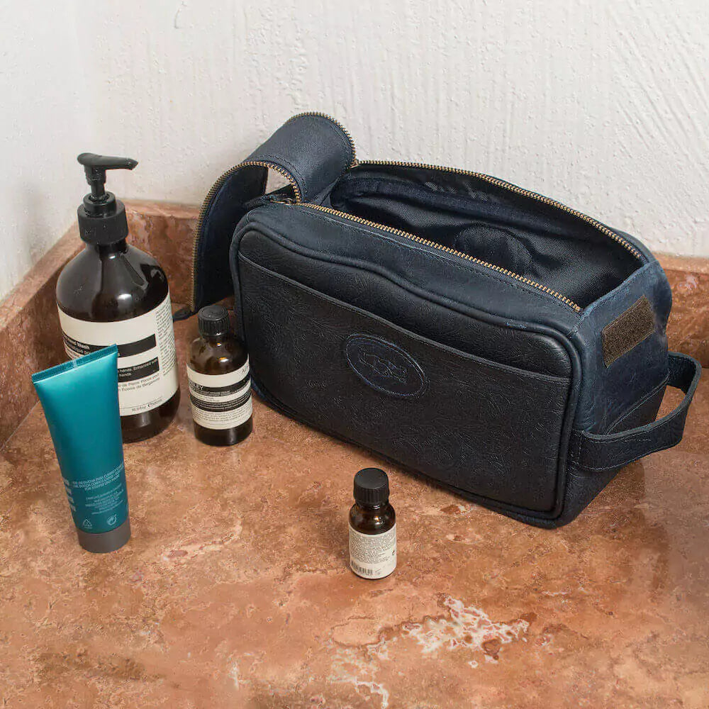 Tooled Leather Toiletry Wash Bag