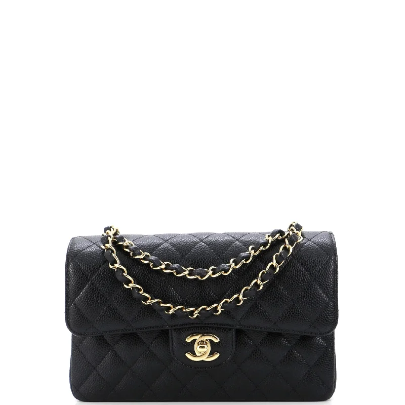 Classic Double Flap Bag Quilted Caviar Small