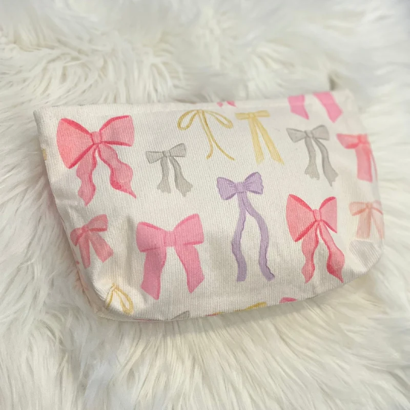 Bag of Bows Bow Patterned Corduroy Makeup Bag