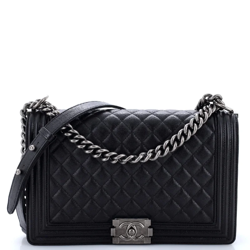 Boy Flap Bag Quilted Caviar New Medium