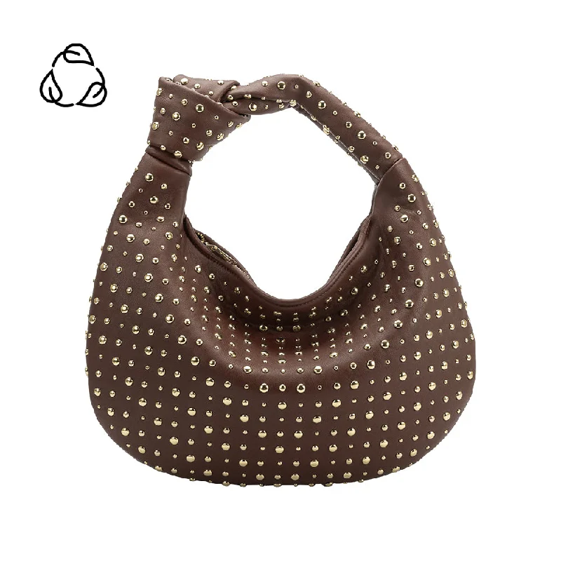 Brigitte Studded Chocolate Large Recycled Vegan Shoulder Bag