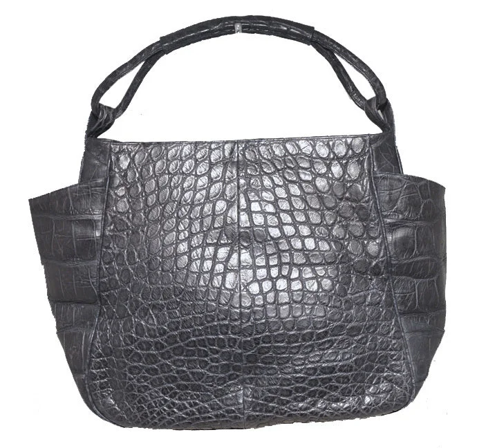 Gorgeous Designer Navy Blue Alligator Shoulder Bag Tote