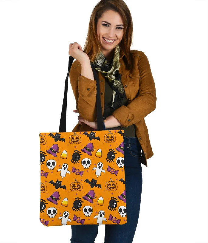 Halloween Pattern Linen Tote Bag