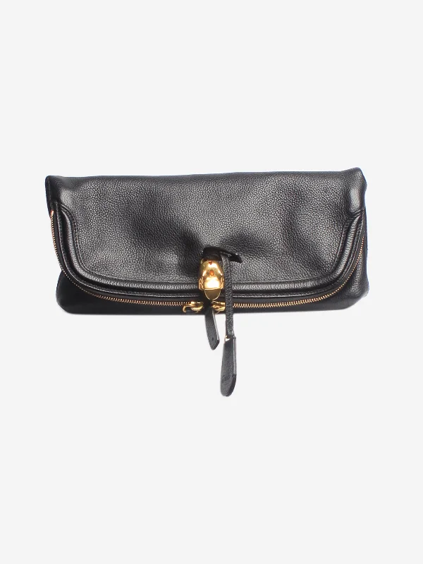 Black flap clutch bag