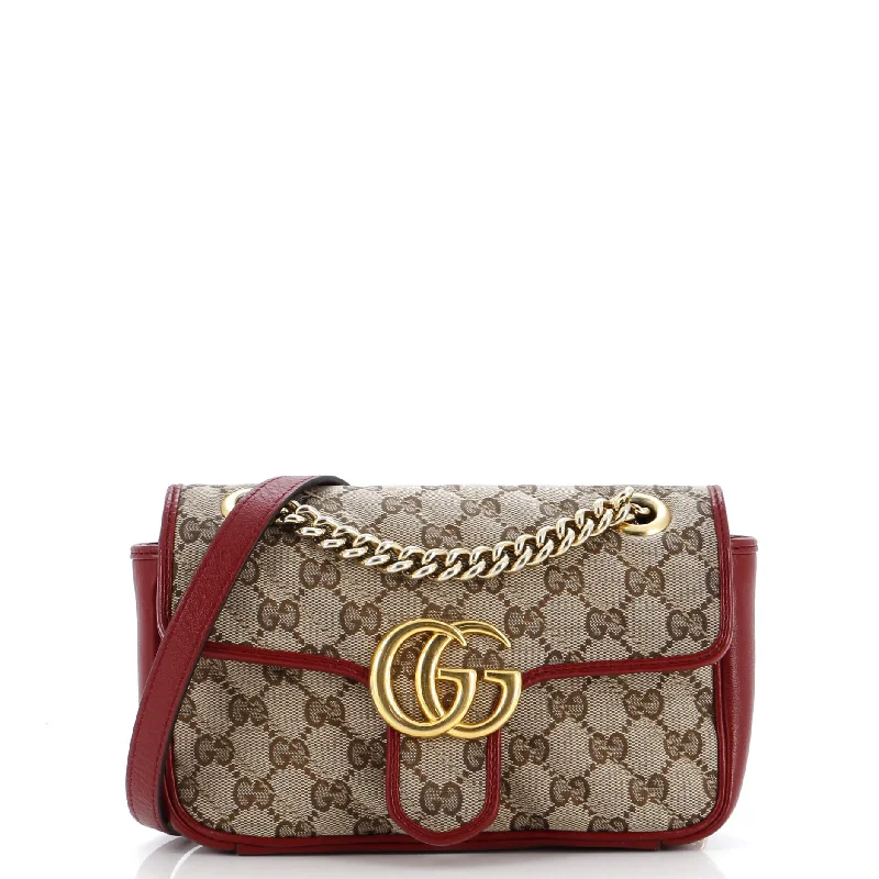 GG Marmont Flap Bag Diagonal Quilted GG Canvas Mini