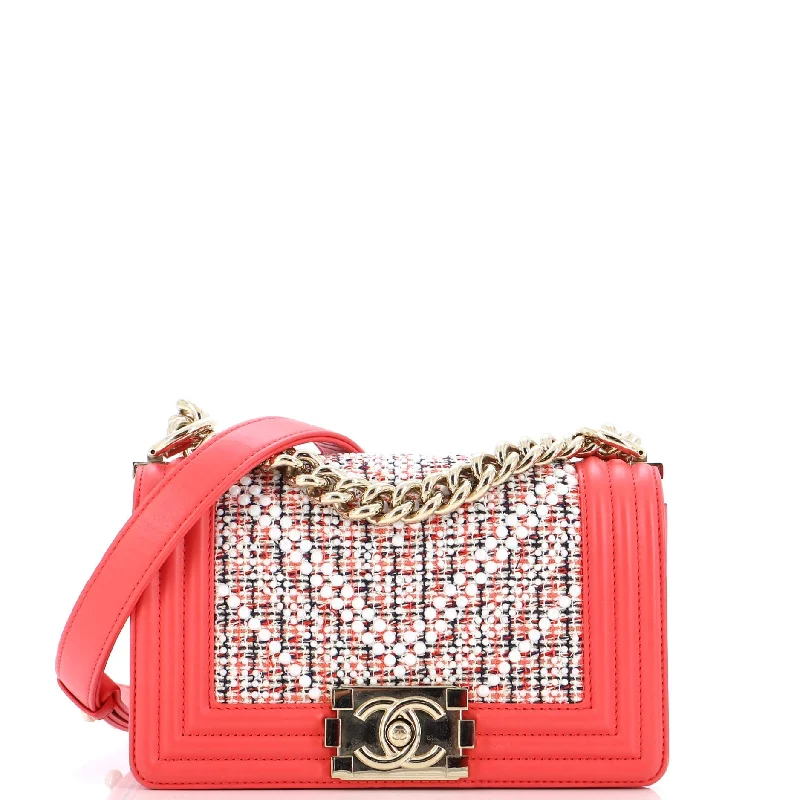 Boy Flap Bag Chevron Embellished Tweed Small