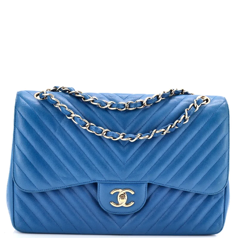 Classic Double Flap Bag Chevron Lambskin Jumbo