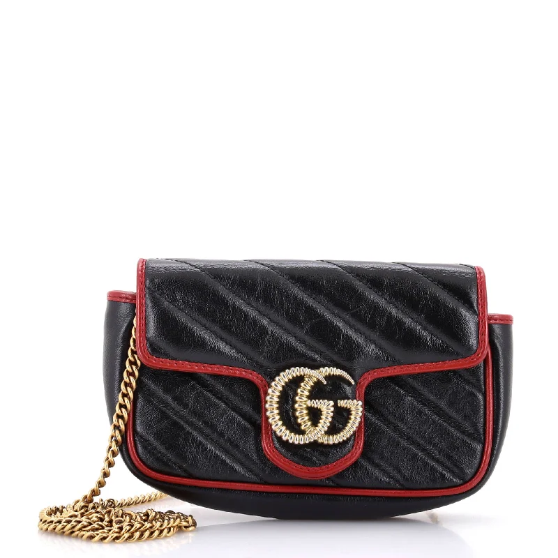 GG Marmont Flap Bag Diagonal Quilted Leather Super Mini