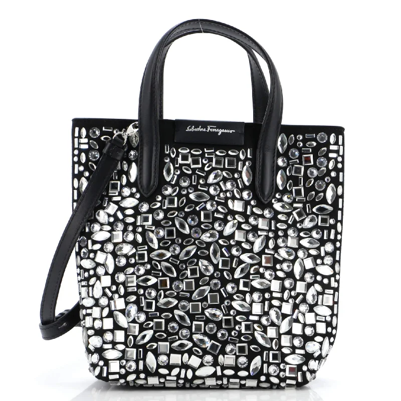 Convertible Tote Crystal Embellished Leather Mini