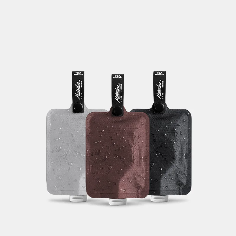 Flatpak Toiletry Bottle 3-pack Charcoal, Garnet, Arctic