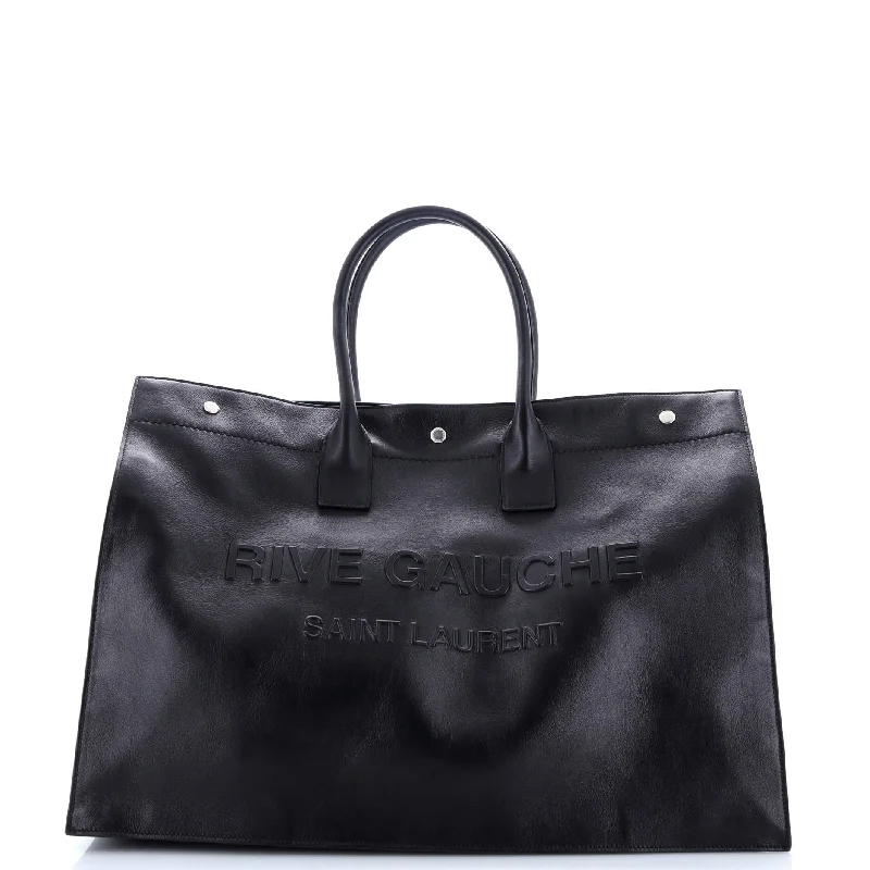 Rive Gauche Shopper Tote Embossed Leather Large