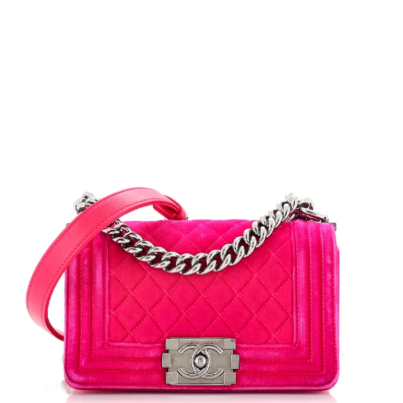 Boy Flap Bag Quilted Velvet Small