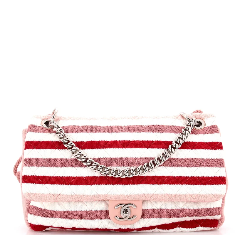 Rope Flap Bag Quilted Striped Jersey Large