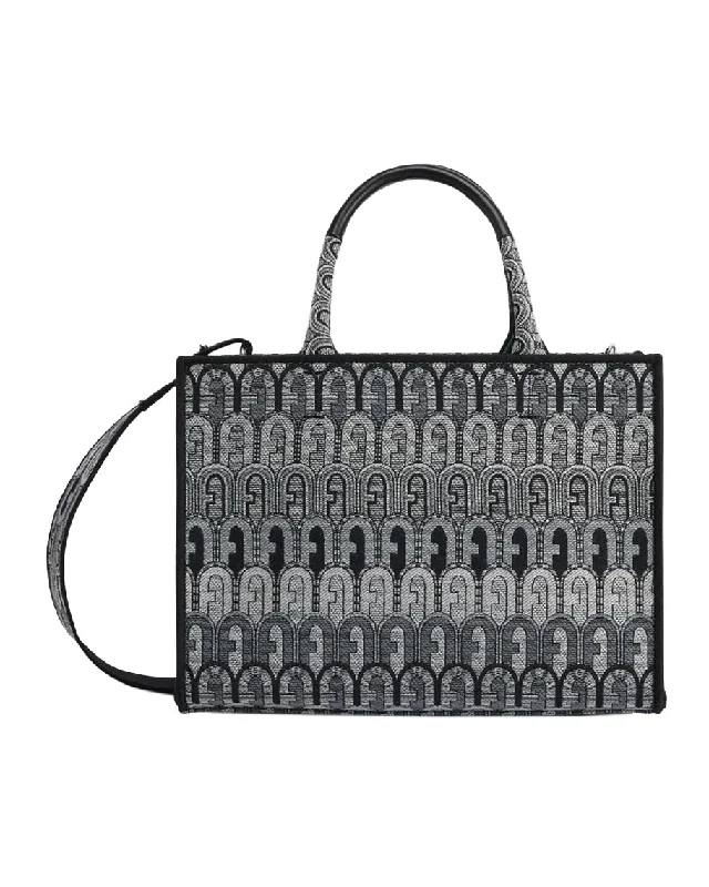 Furla Women Opportunity Tote Leather Canvas Bag Toni Grigio OS