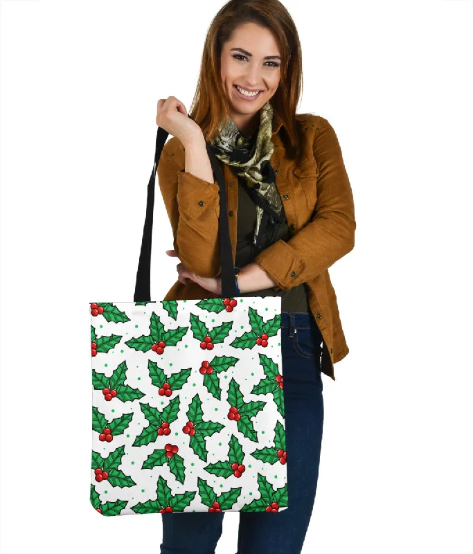 Mistletoe Pattern Linen Tote Bag