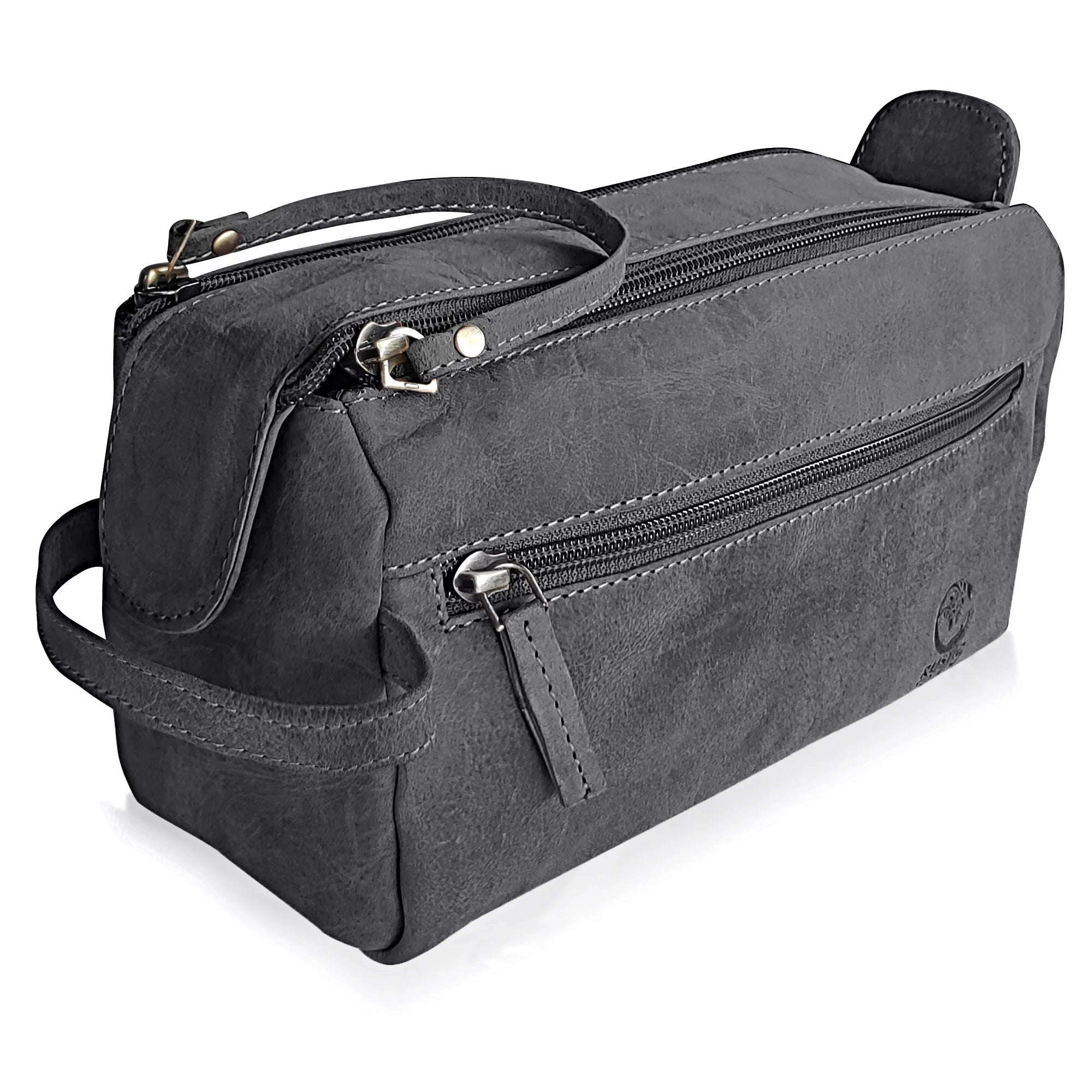 Leather Travel Toiletry Bag (Grey)