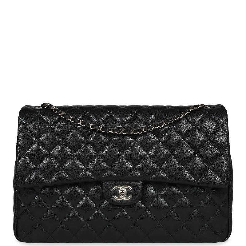 Chanel XXL Flap Bag Black Shiny Caviar Light Gold Hardware