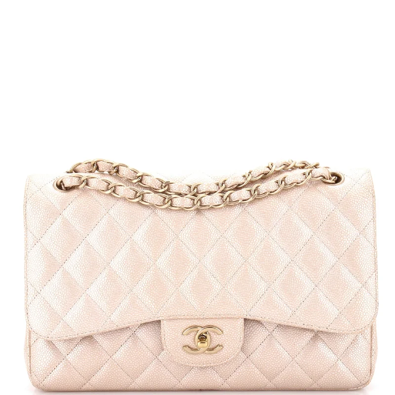 Classic Double Flap Bag Quilted Iridescent Caviar Jumbo