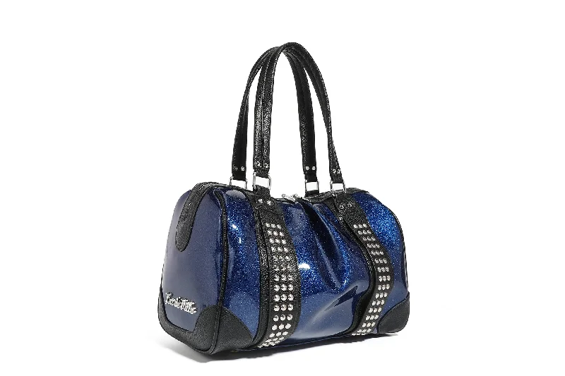 Black and Royal Blue Sparkle Evie Tote