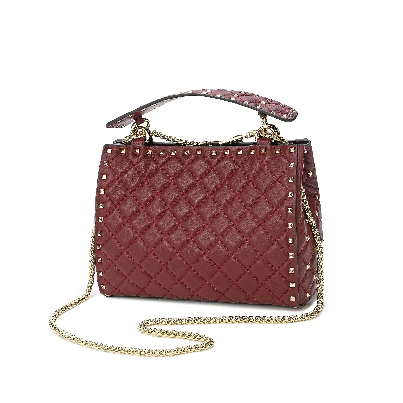 Tiffany & Fred Quilted & Studded Lambskin Leather Shoulder Bag