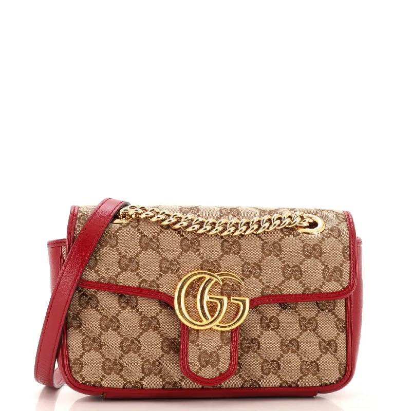 GG Marmont Flap Bag Diagonal Quilted GG Canvas Mini