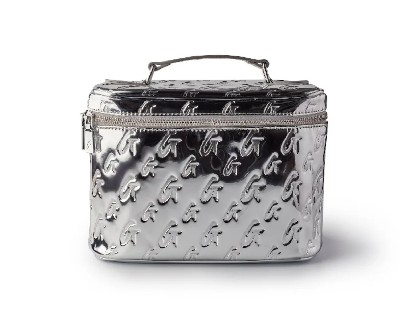 LARGE METALLIC MONOGRAM TOILETRY BAG - METALLIC SILVER