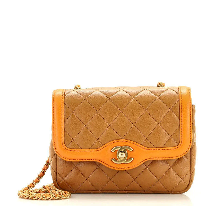 Two Tone Flap Bag Quilted Lambskin Mini