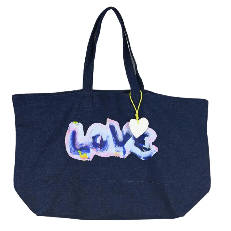 The Small Tote Wild Love Bag In Dark Denim